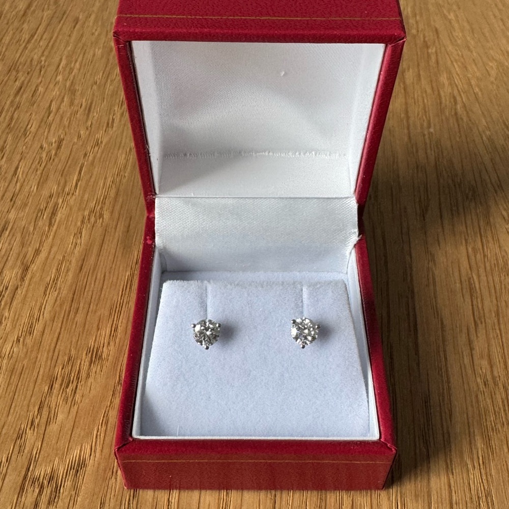 14K White Gold  3/4 CTW Lab-Grown Diamond Stud Earrings